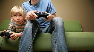 Children with video games