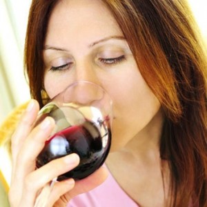 Woman drinking wine